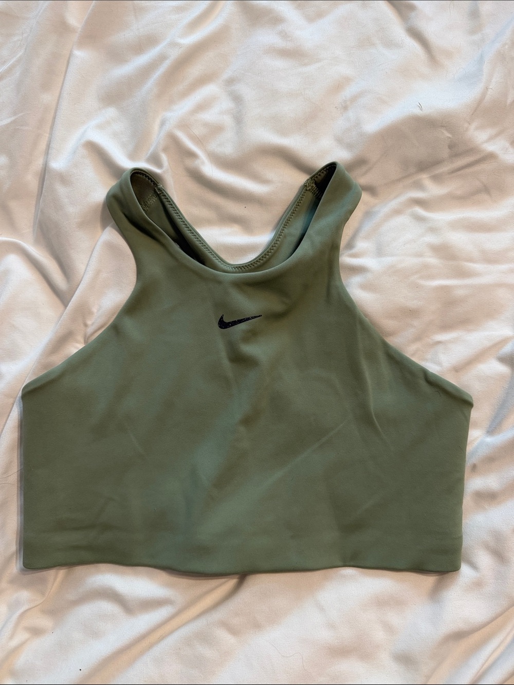 Nike Olive Green High-Neck Crop Sports Bra